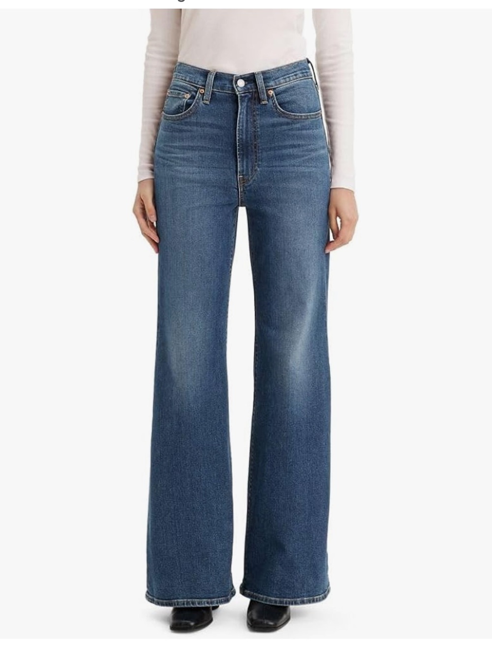 Levi's Ribcage Bell Bottom Jeans in Dark Blue